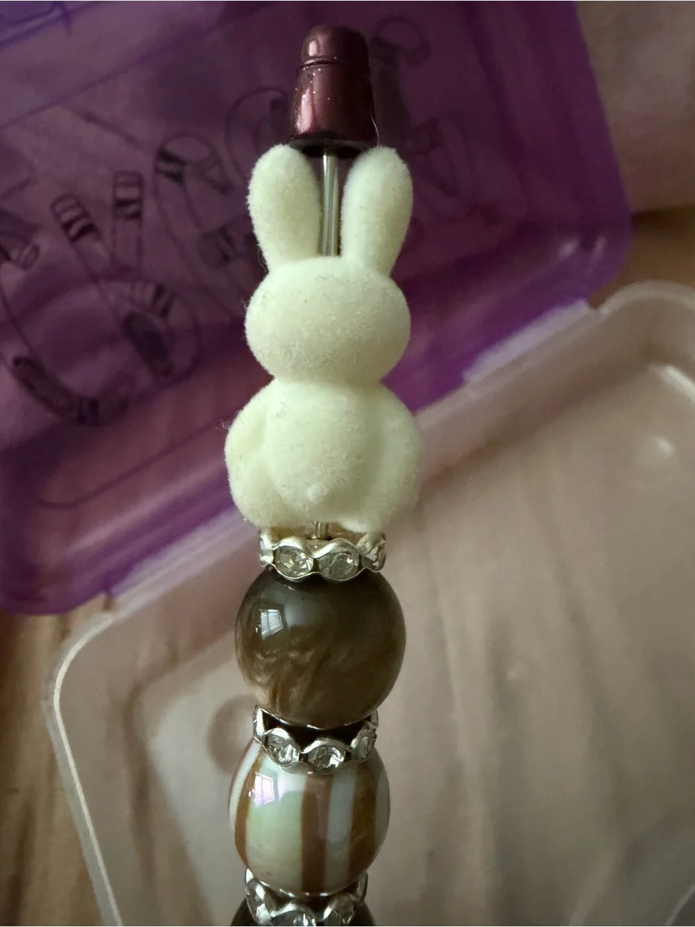 Brown & Cream Flocked Bunny Pen